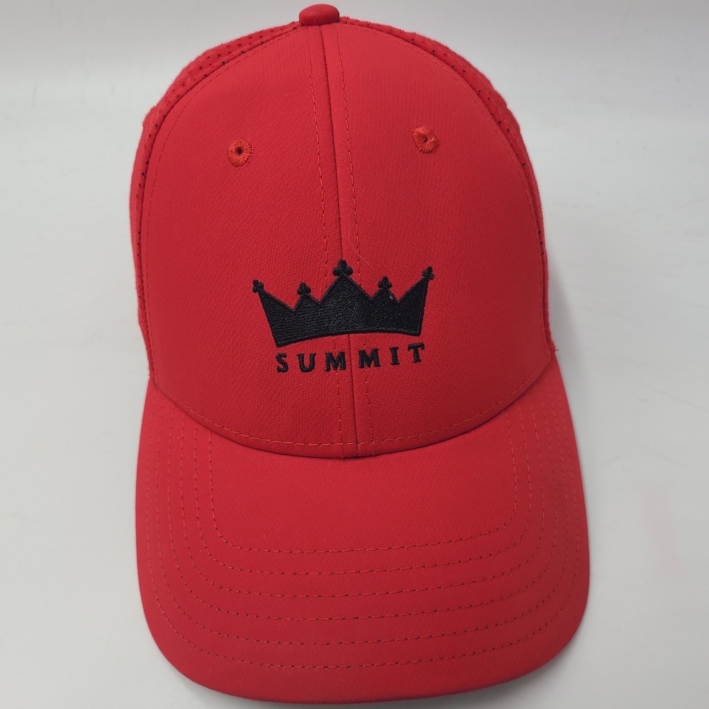 Summit Hat Adjustable Imperial Red Black Crown Logo Mesh Vented Golf Cap Men